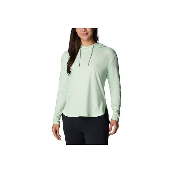 Columbia Women's Sun Trek Hooded Pullover Sz. L Light Green Omni-Shade UPF 50 - Picture 7 of 11